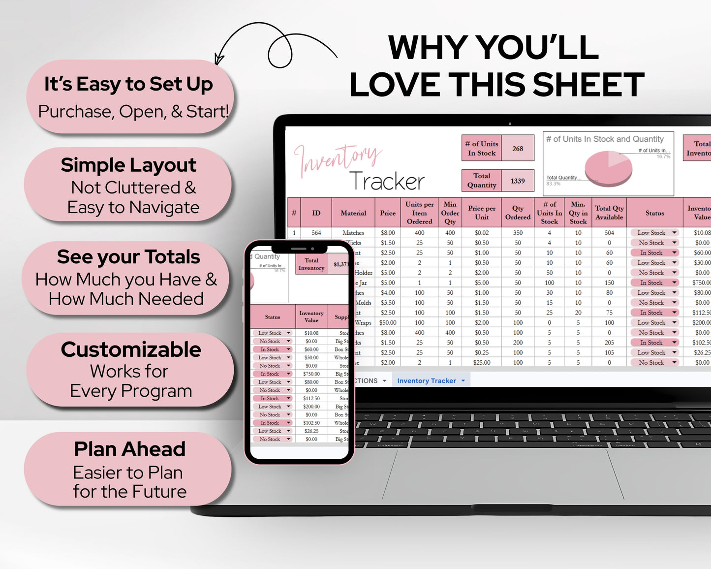 Inventory Tracker Spreadsheet | Inventory Management Template with Stock, Supplier & Purchase Order Tracking for Small Business