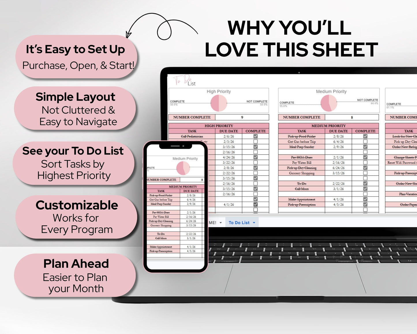 Brain Dump Planner Spreadsheet | Productivity Organizer, Task Tracker & Goal Planning Template