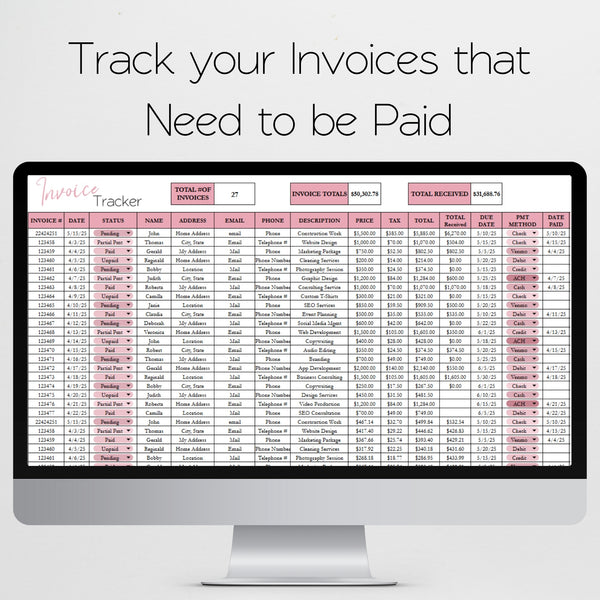 Invoice Tracker Template Google Sheets and Excel Spreadsheet – Savvy ...