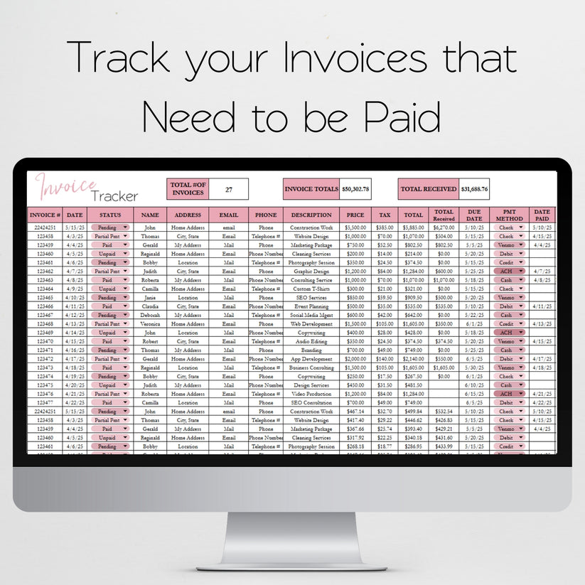 Invoice Tracker Template Google Sheets and Excel Spreadsheet – Savvy ...