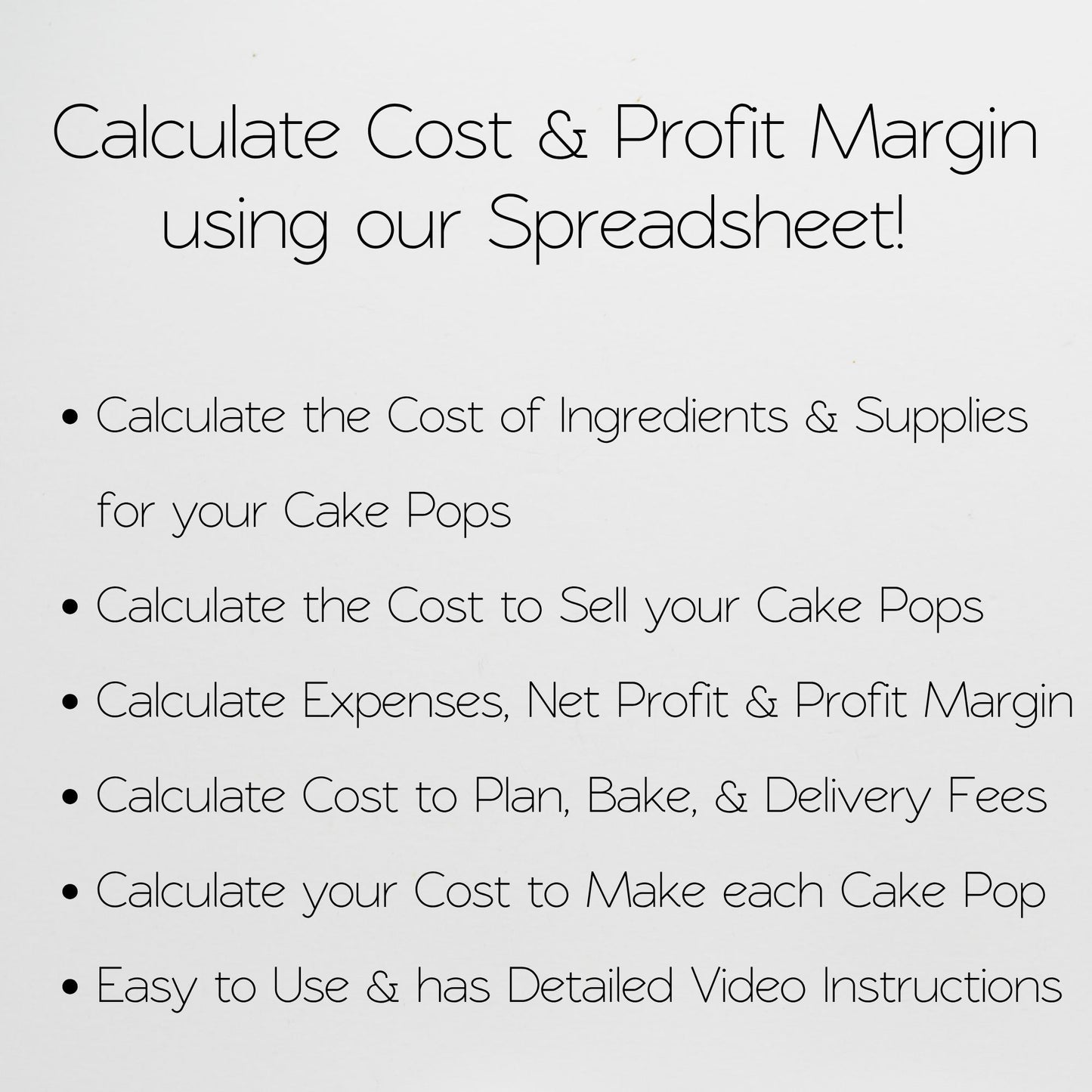 Cake Pop Pricing Calculator Google Sheets and Excel | Bakery Cost Spreadsheet & Profit Margin Template
