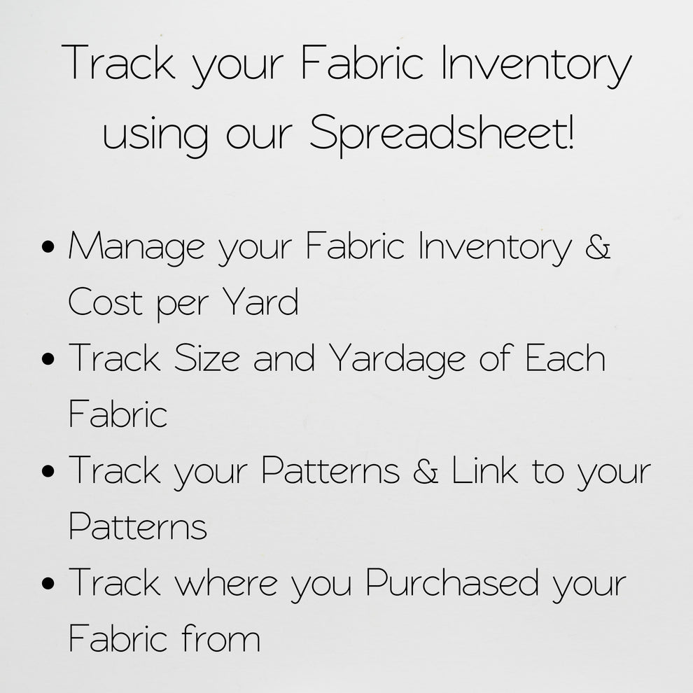 Fabric Inventory Tracker Google Sheet and Excel Spreadsheet – Savvy and ...