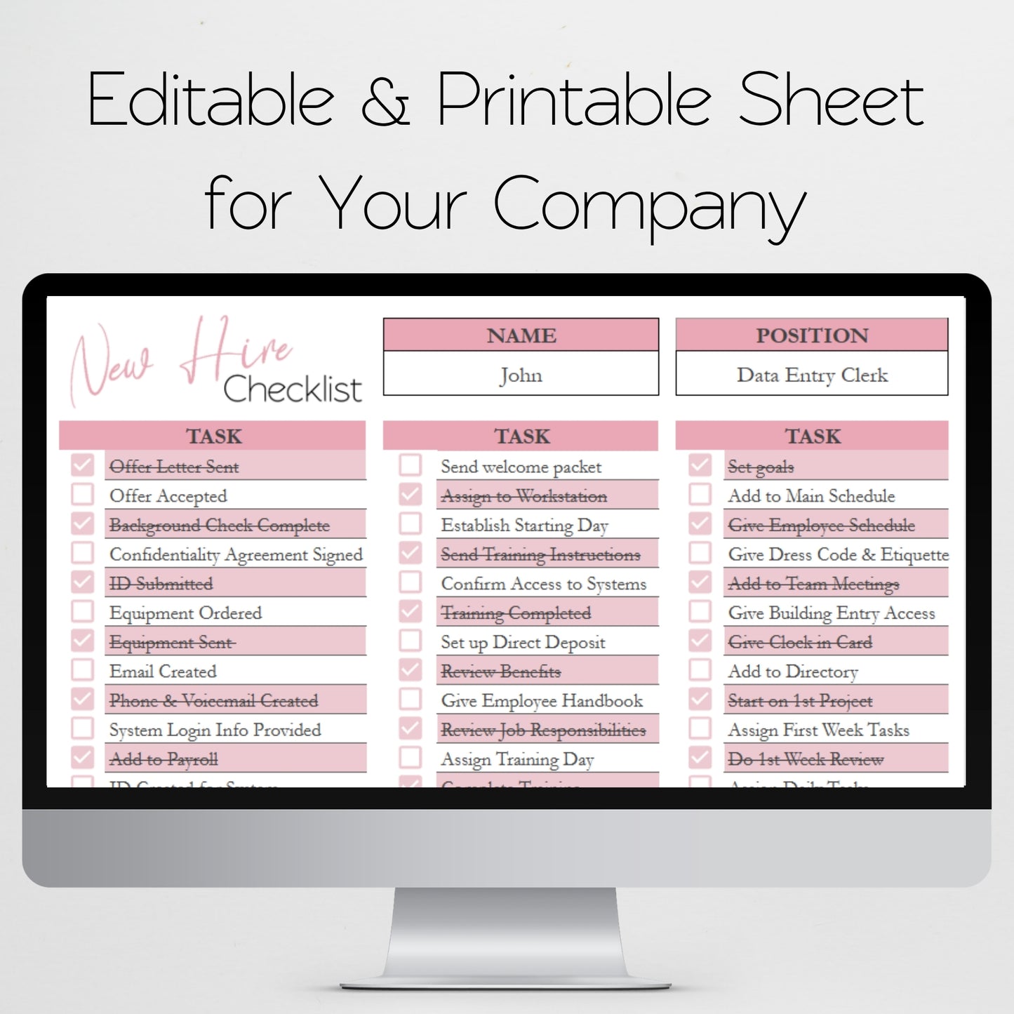 New Hire Checklist Template for Google Sheets and Excel Spreadsheet