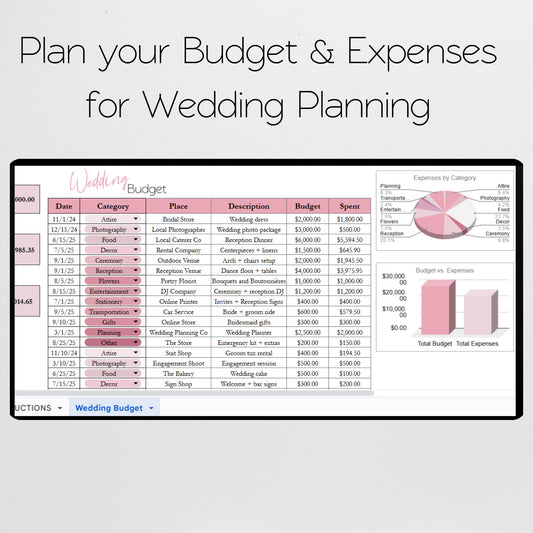 Wedding Budget Template Google Sheets and Excel Spreadsheet