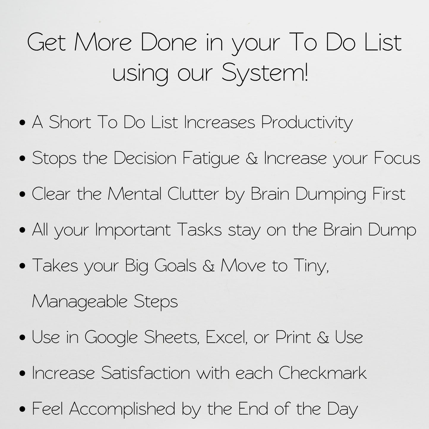 Simple To Do List Spreadsheet Template | Brain Dump & Task Tracker - Simplify for Increased Productivity, Google Sheets & Excel Template