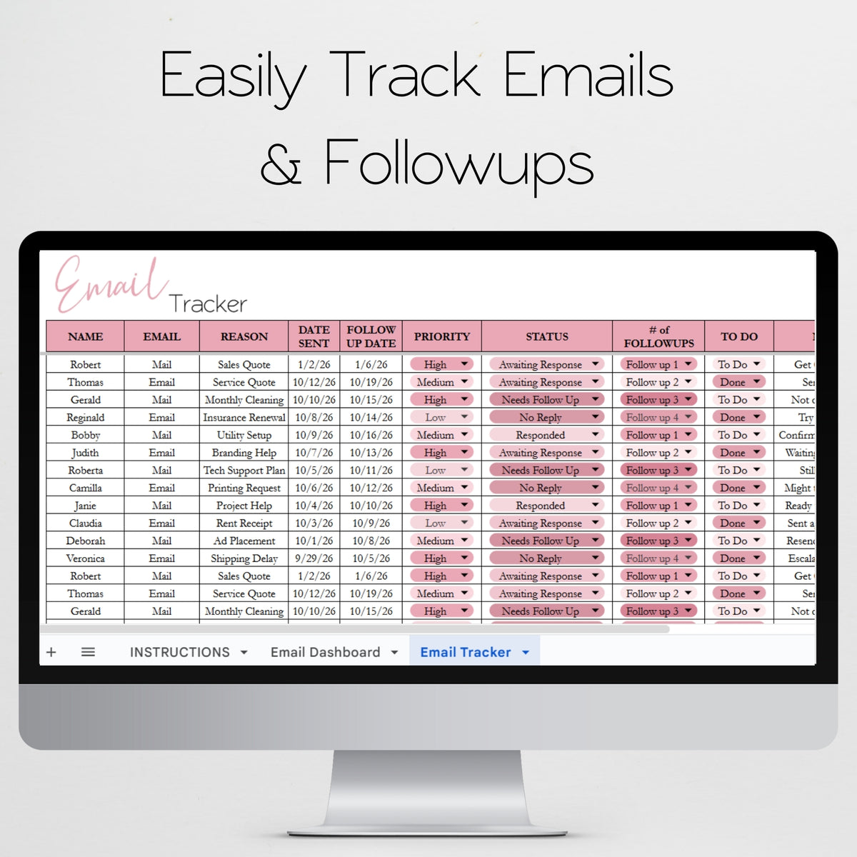 Email Tracker Spreadsheet Template Google Sheets and Excel Spreadsheet ...