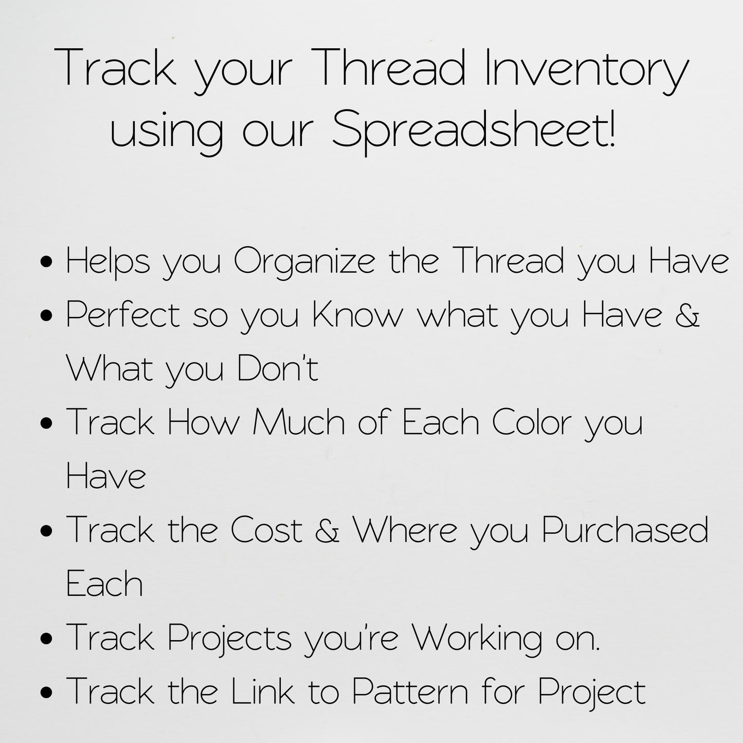 Thread Inventory Tracker Excel Spreadsheet and Google Sheets for Cross Stitch and Embroidery