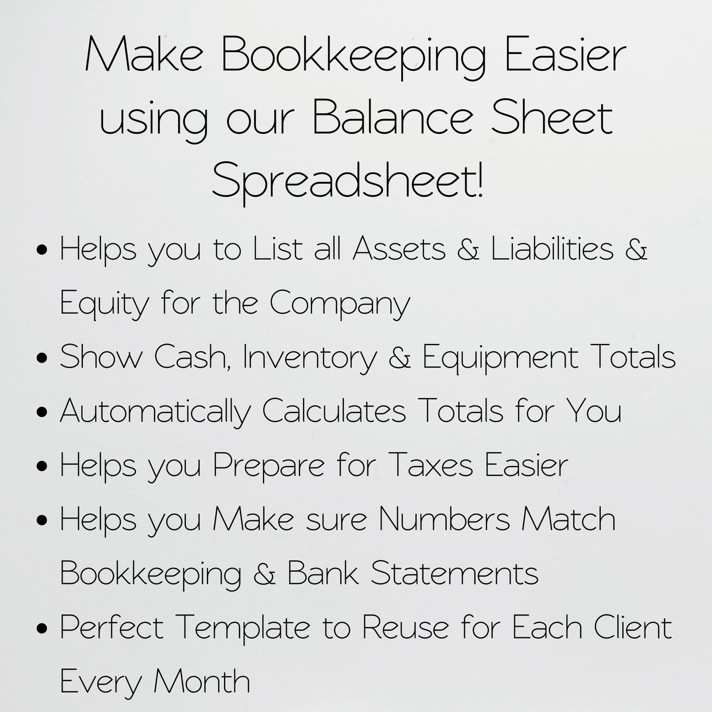 Balance Sheet Template Google Sheet and Excel Spreadsheet - for EA, CPA, Tax Accountant, and Bookkeeper