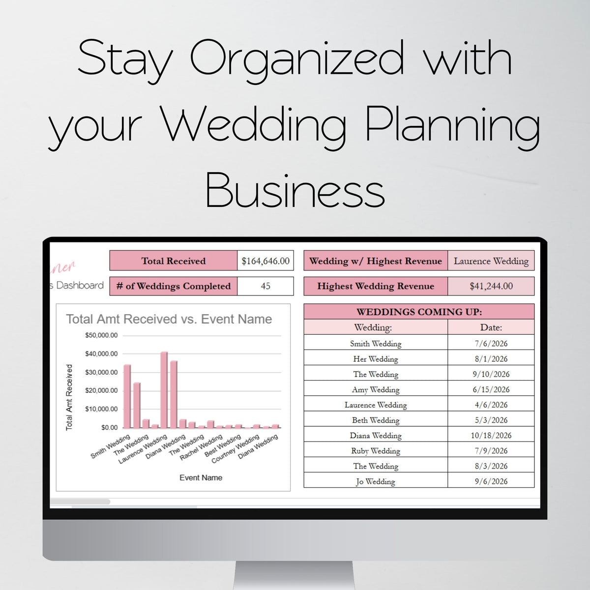 Wedding Planner Business Template Bundle | Client Wedding Organizer & Business Tracker Google Sheets & Excel Spreadsheet for Coordinators & Event Planners