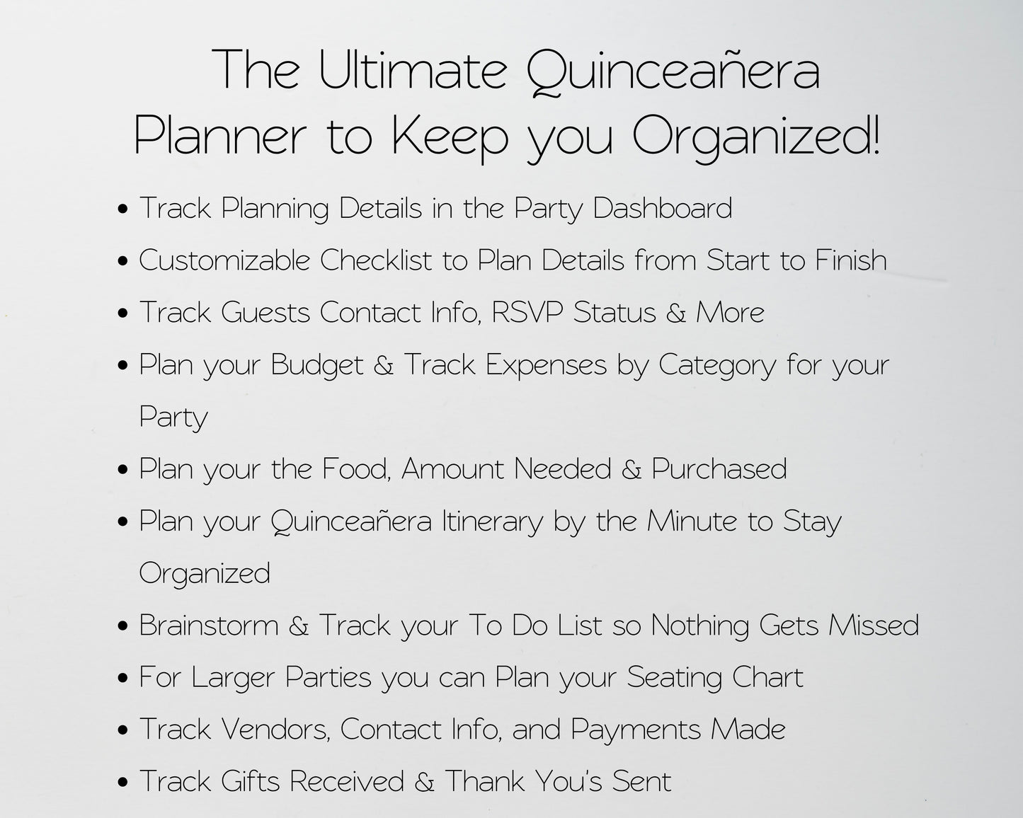 Quinceañera Planner Spreadsheet | Party Planning Template (Google Sheets & Excel) - Budget, Itinerary, Meals, Timeline