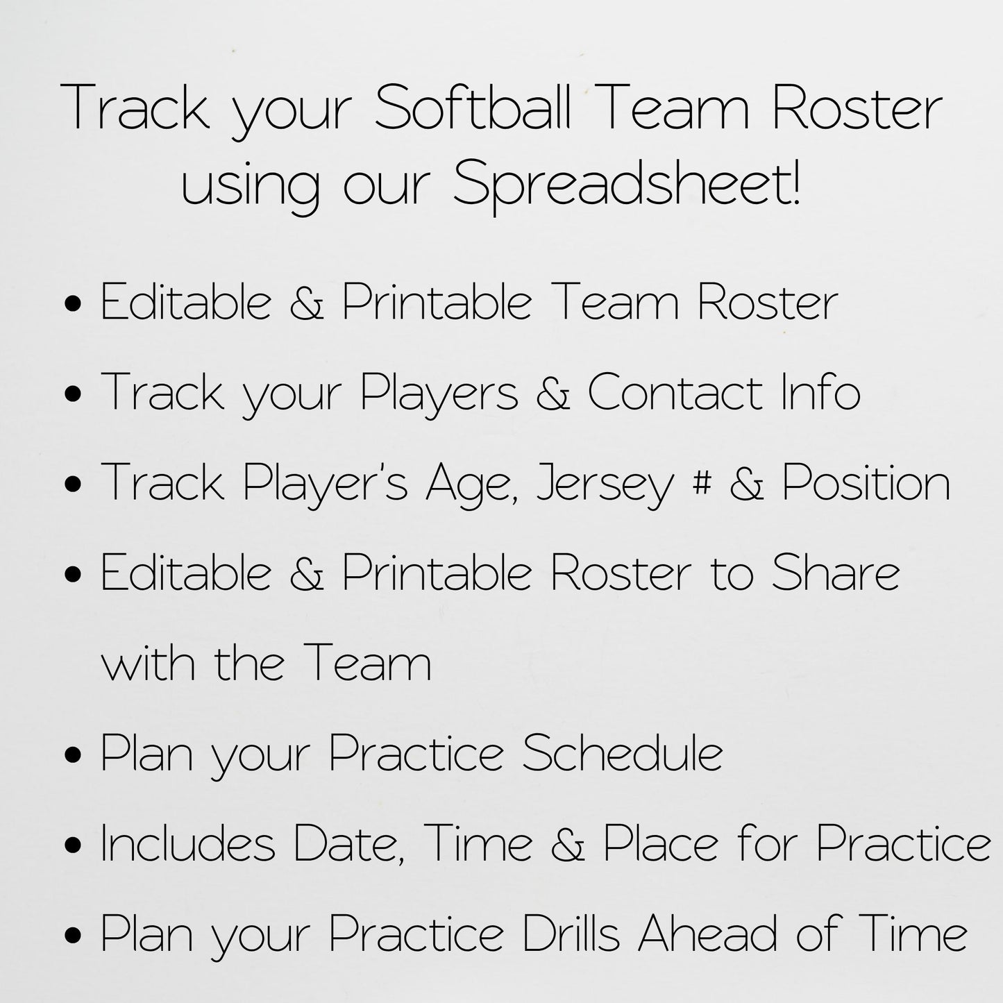 Softball Team Roster & Practice Schedule Template for Google Sheets & Excel | Coach Spreadsheet | Youth Sports Team Organizer | Instant Download