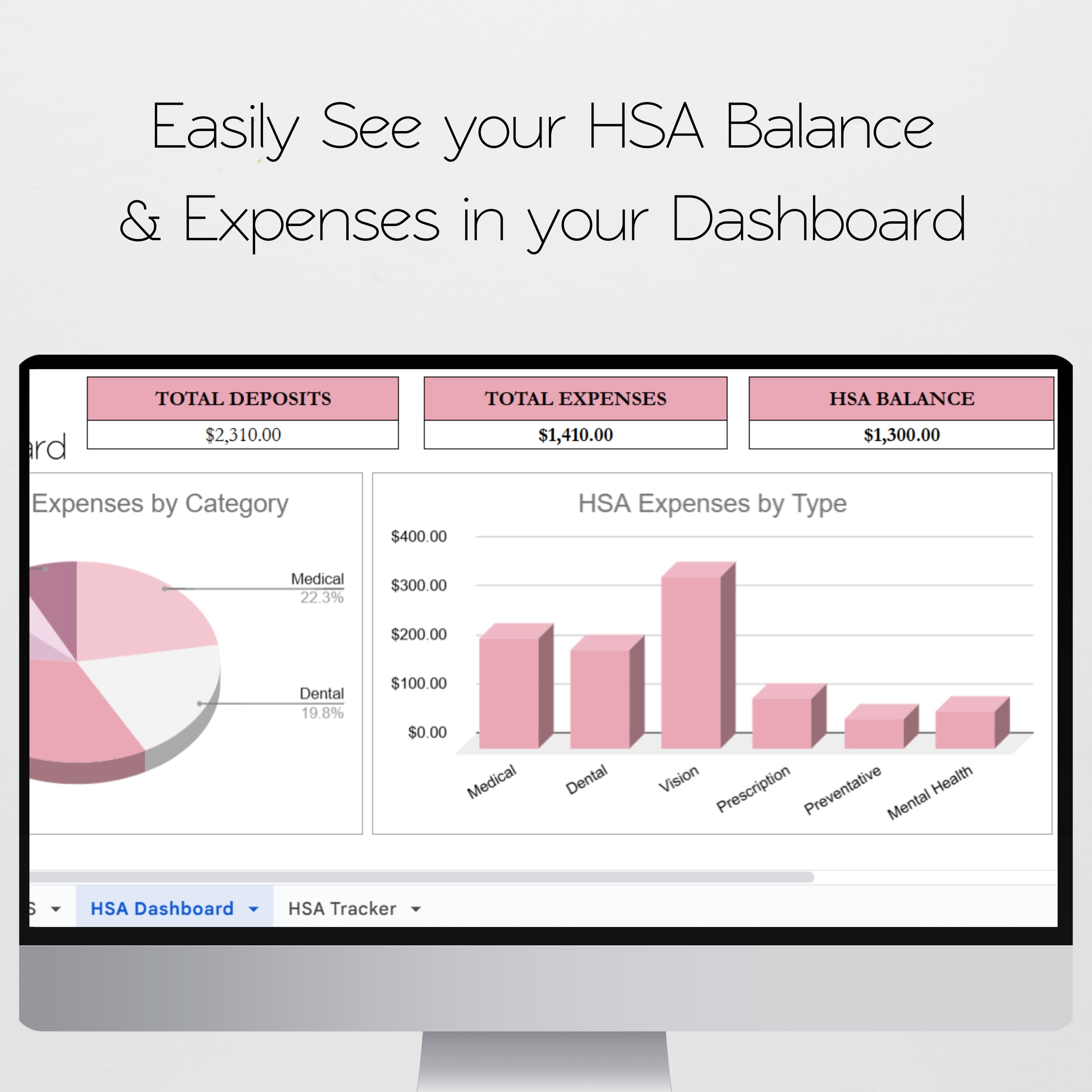 Hsa Checkbook Example HSA Tracker Template FSA Tracker Google Sheets and Excel Spreadsheet ...