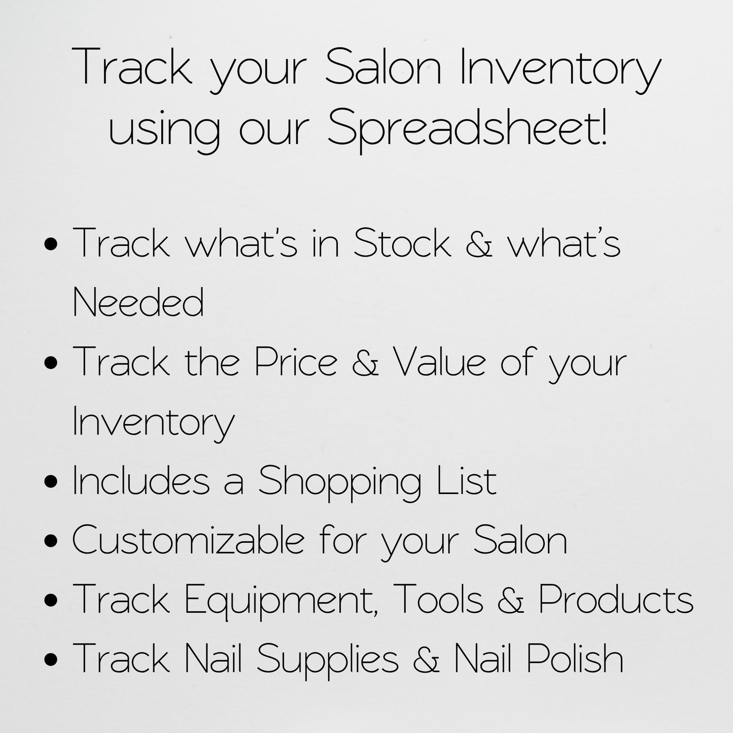Salon Inventory Tracker Google Sheet and Excel Spreadsheet Template