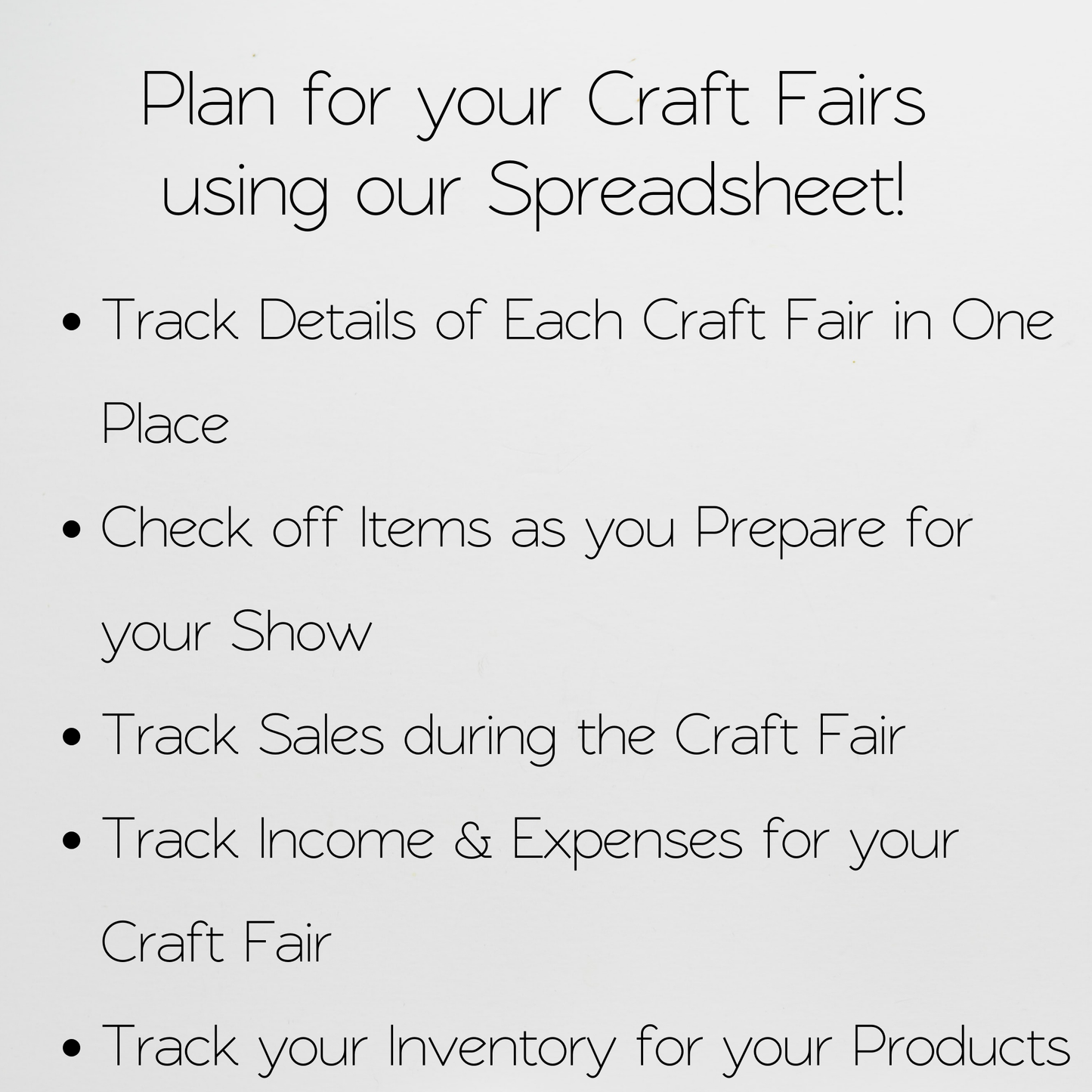 Craft Fair Tracker Template Bundle Google Sheets and Excel Spreadsheet