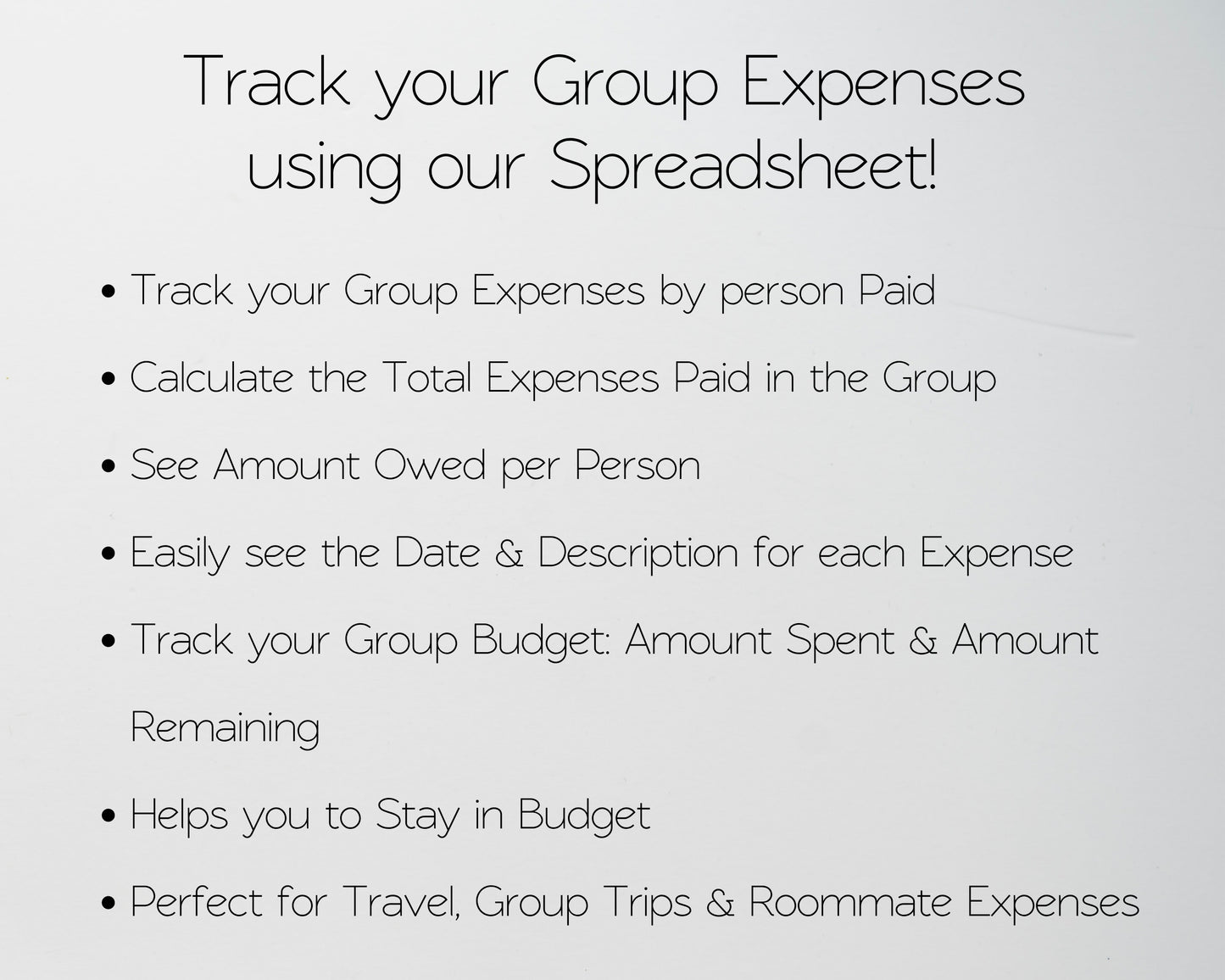 Group Expense Tracker Spreadsheet (Google Sheets & Excel) | Shared Travel Budget Template for Teams, Friends & Group Trips