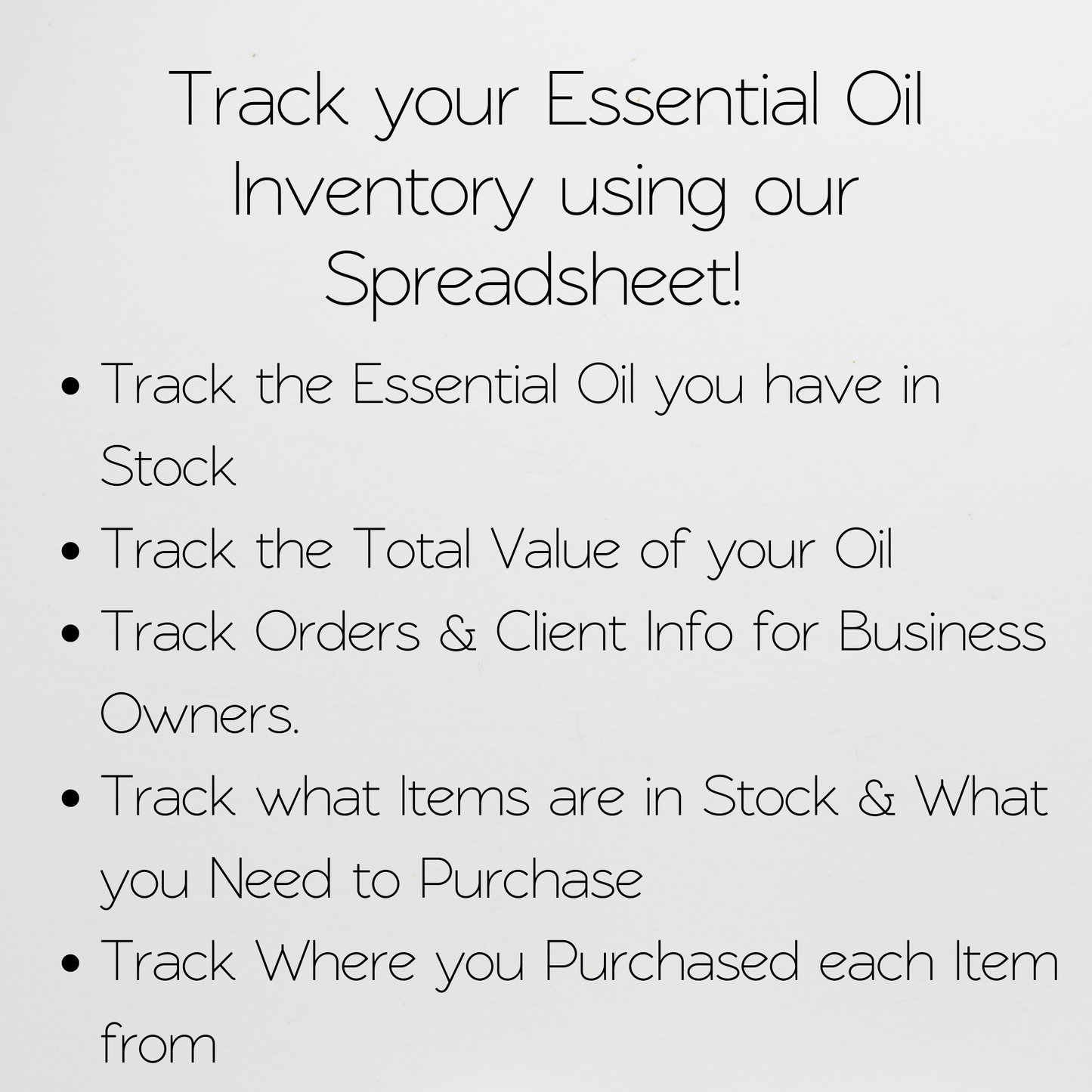 Essential Oil Inventory Tracker Template Google Sheet and Excel Spreadsheet