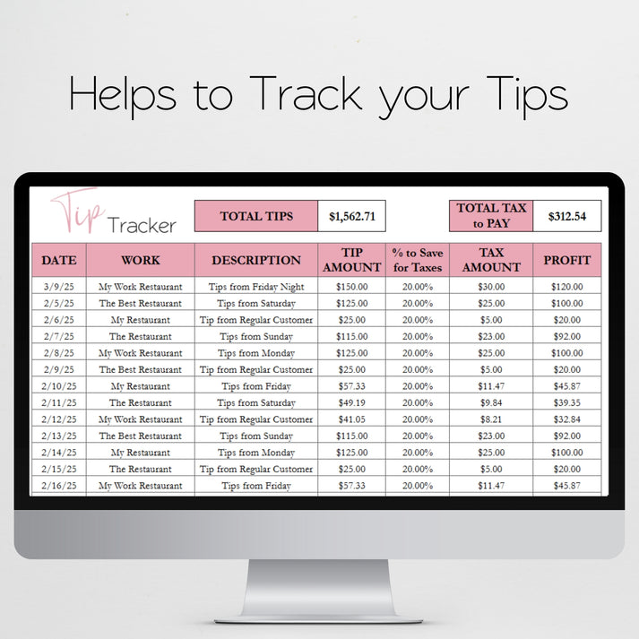 Tip Tracker Google Sheet and Excel Spreadsheet – Savvy and Thriving