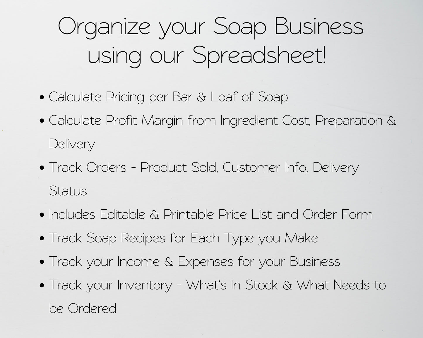 Soap Making Business Template Bundle Google Sheet and Excel Spreadsheet