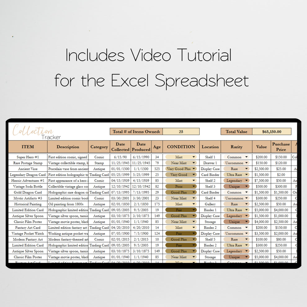 Collection Tracker Excel Spreadsheet and Google Sheets Template – Savvy ...