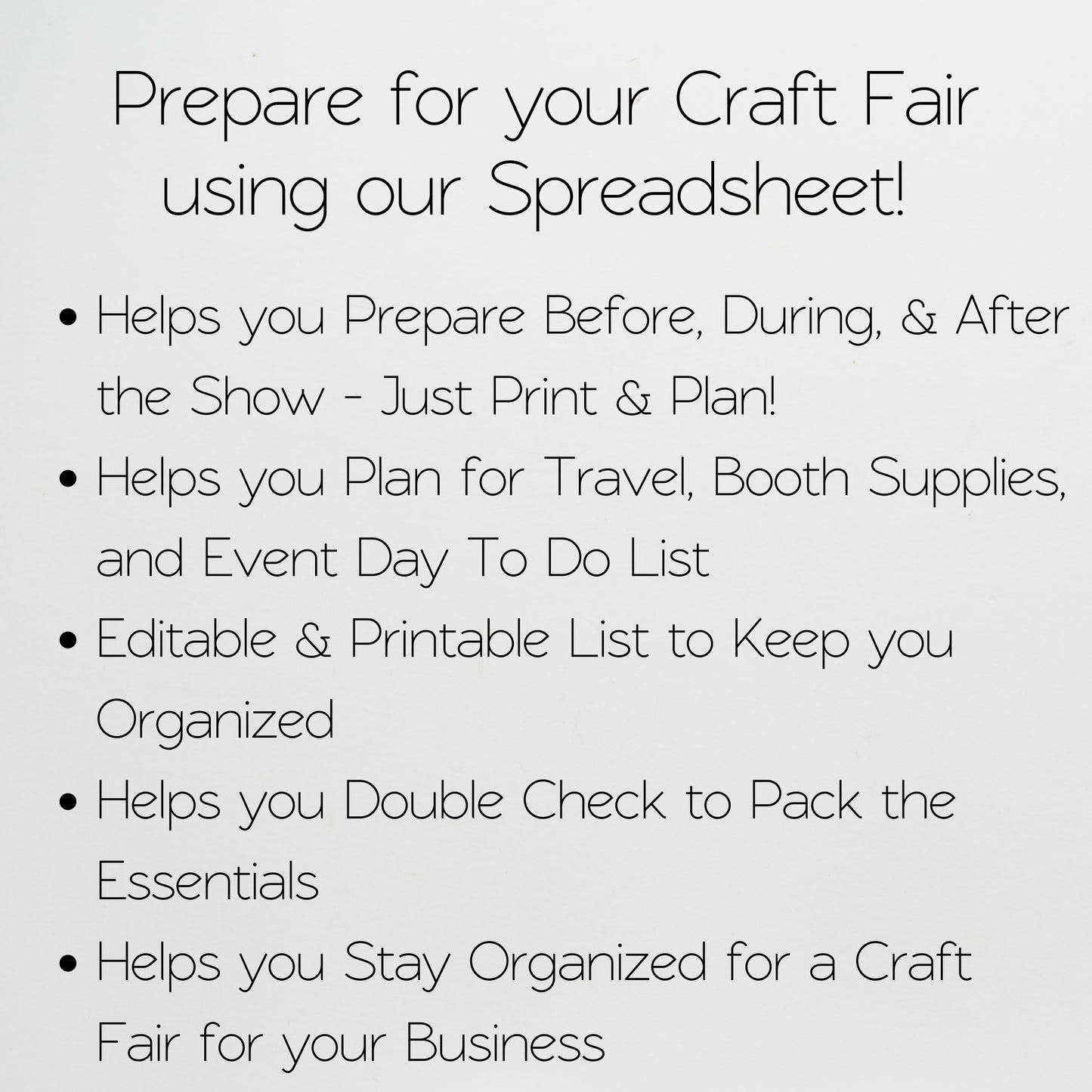 Craft Fair Checklist Template Google Sheets and Excel Spreadsheet