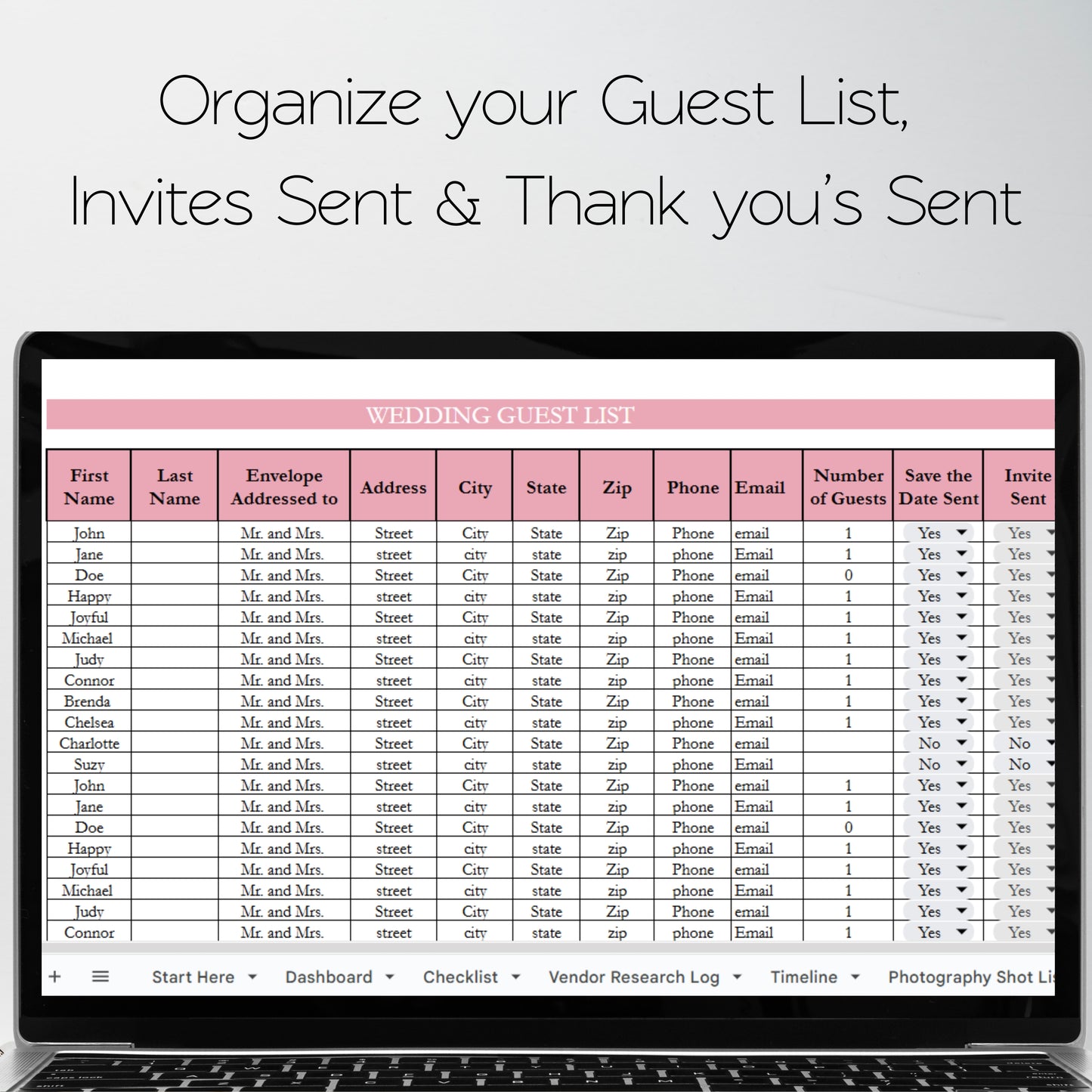 Wedding Planner Template Google Sheets Excel Spreadsheet