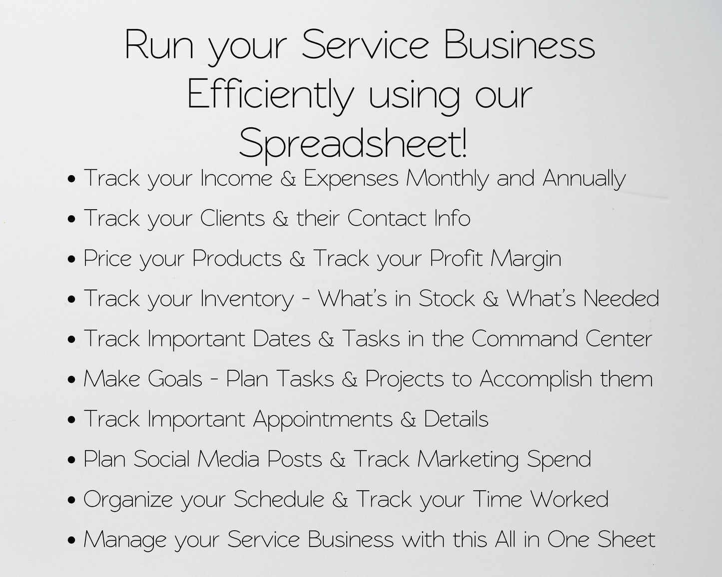 Service Business Management Template Bundle | Client Tracker, CRM, Bookkeeping, Inventory & Appointment Tracker - Google Sheets and Excel Spreadsheet Template