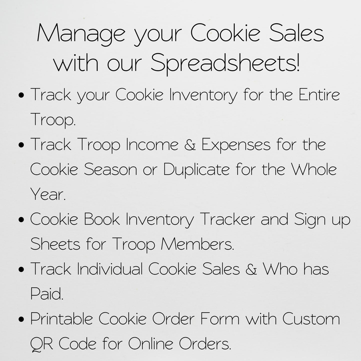 Cookie Sales Spreadsheet Template Bundle, Cookie Inventory Tracker for Girl Troop Leader