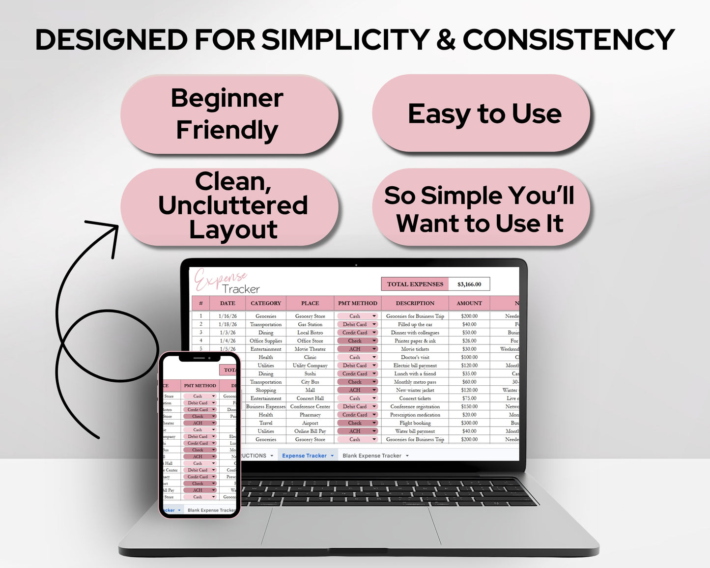 Expense Tracker Template Google Sheets and Excel Spreadsheet | Expenses Tracking for Small Business & Home Budget