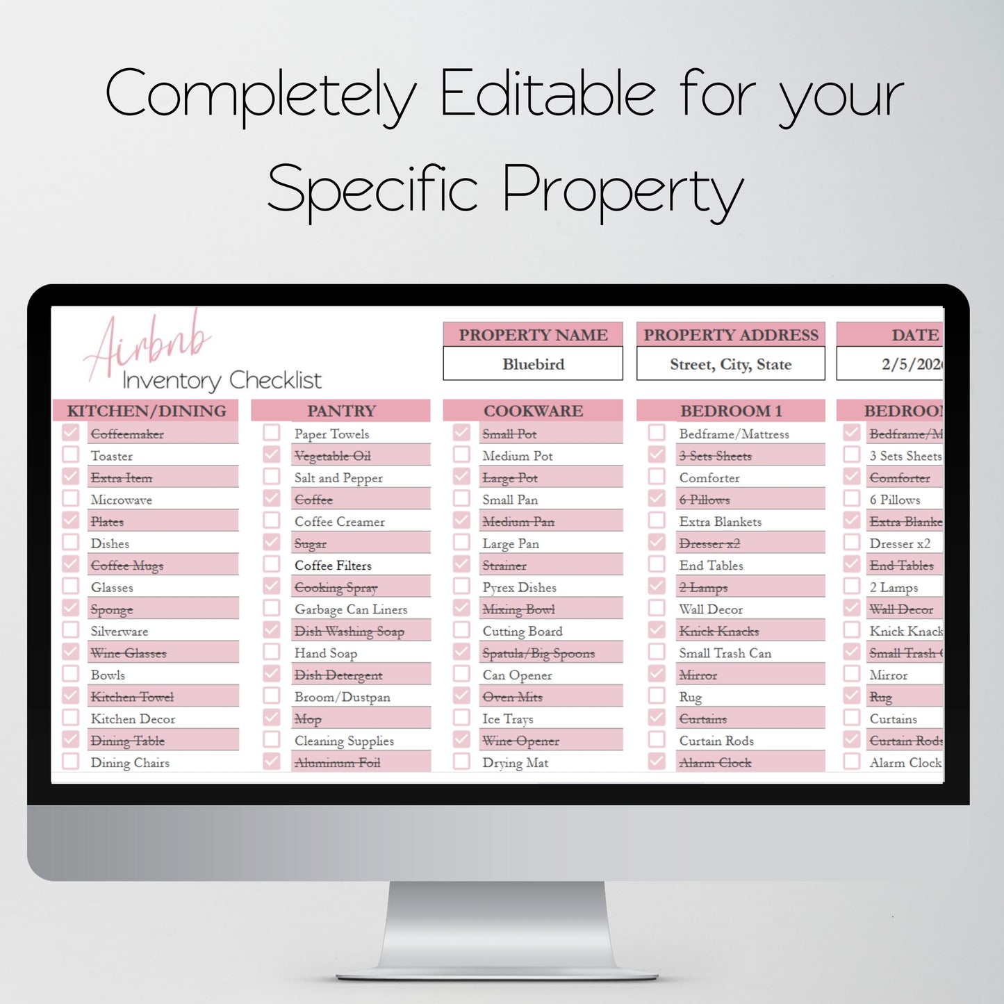 Airbnb Inventory Checklist Template Google Sheets Excel Spreadsheet
