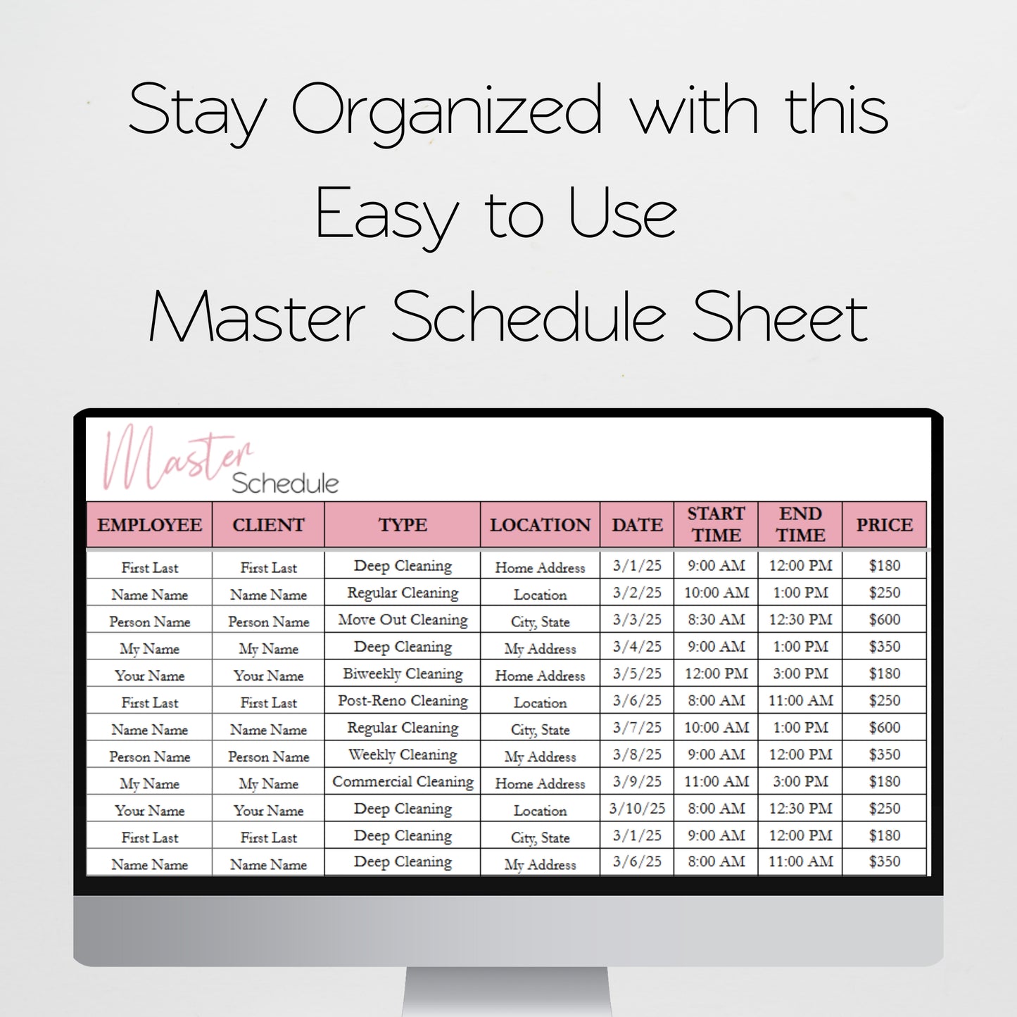 Cleaning Business Planner Template Bundle Google Sheet and Excel Spreadsheet