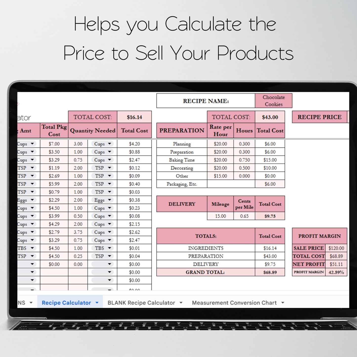 Baking Calculator Template Google Sheet and Excel Spreadsheet