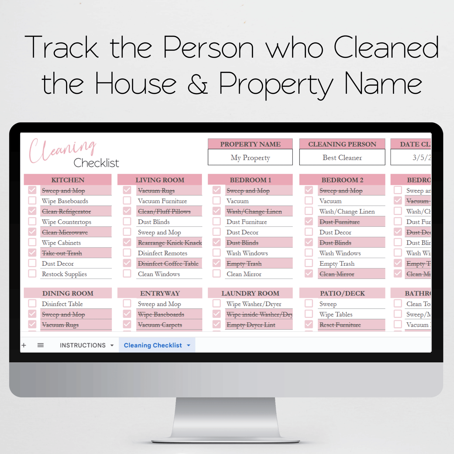 Airbnb Cleaning Checklist Template Google Sheets Excel Spreadsheet