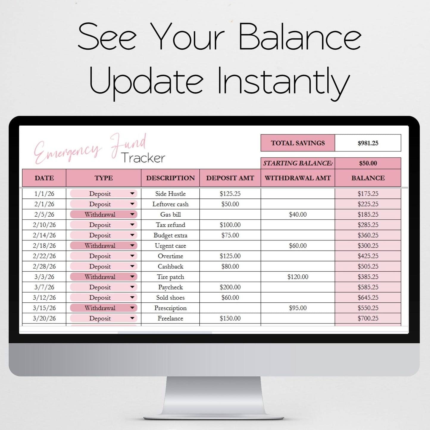 Emergency Fund Tracker Spreadsheet for Google Sheets & Excel | Savings Tracker, Sinking Fund, Budget Template, Personal Finance, Money Saving Goal