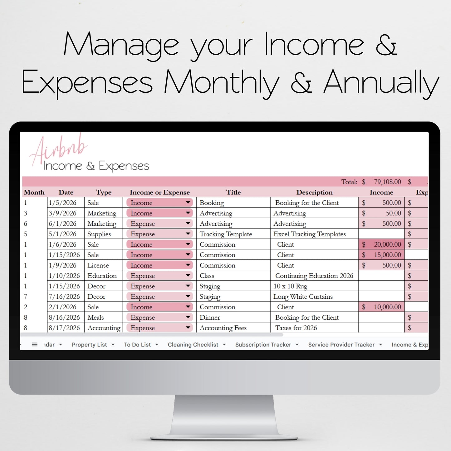 Ultimate Airbnb Planner Template Google Sheets Excel Spreadsheet