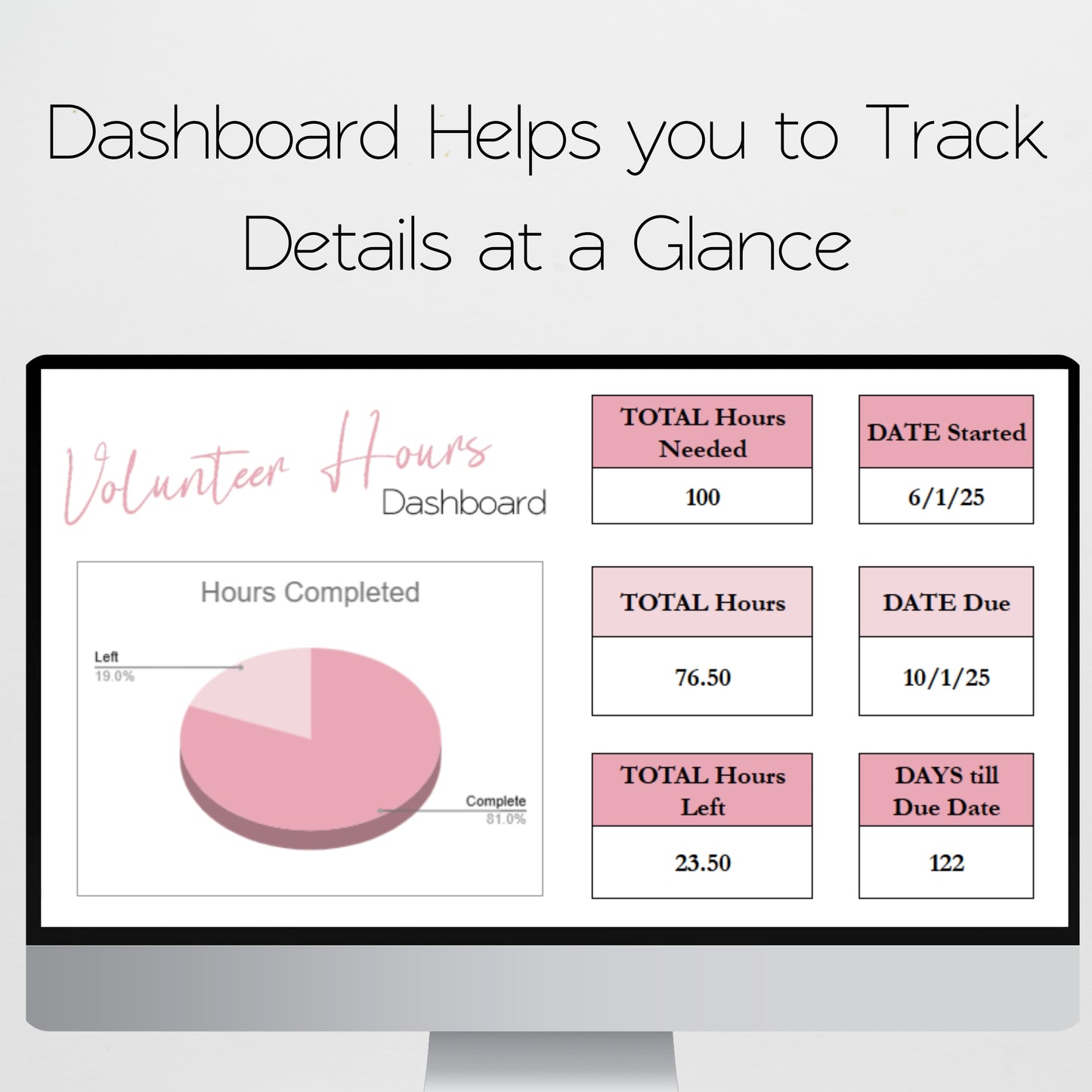 Volunteer Hours Log Template Google Sheets and Excel Spreadsheet