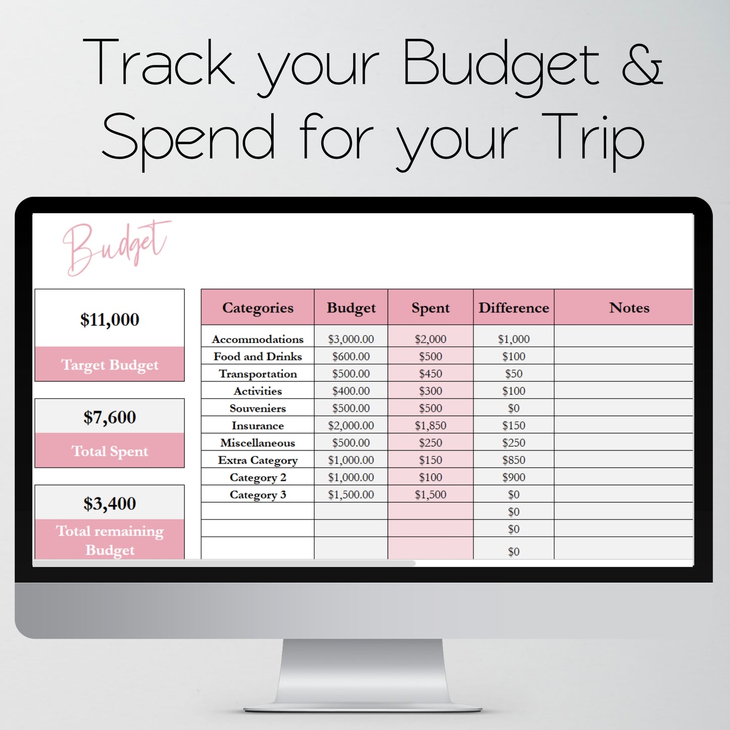 Travel Planner Template Google Sheets and Excel Spreadsheet