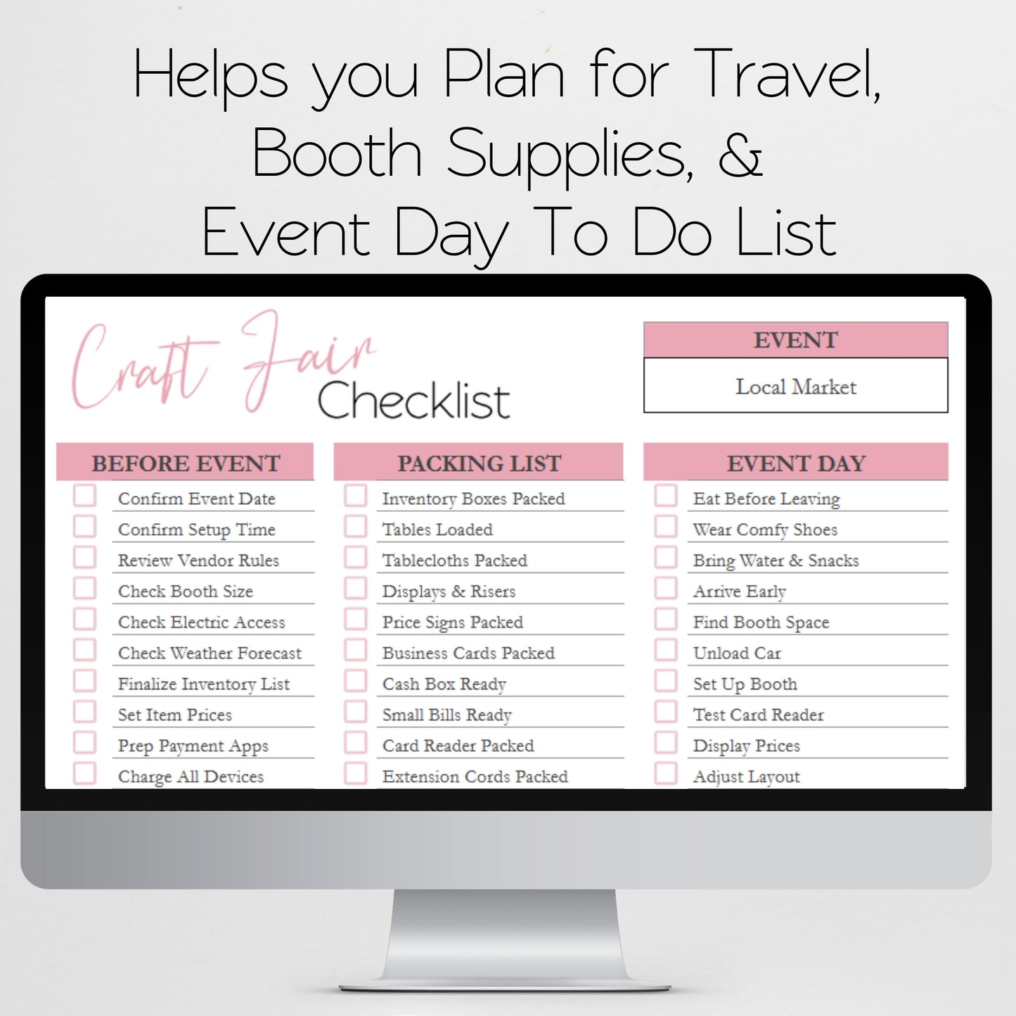 Craft Fair Checklist Template Google Sheets and Excel Spreadsheet