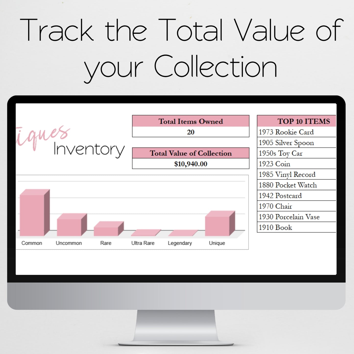 Antiques Inventory Tracker Template Google Sheets and Excel Spreadsheet