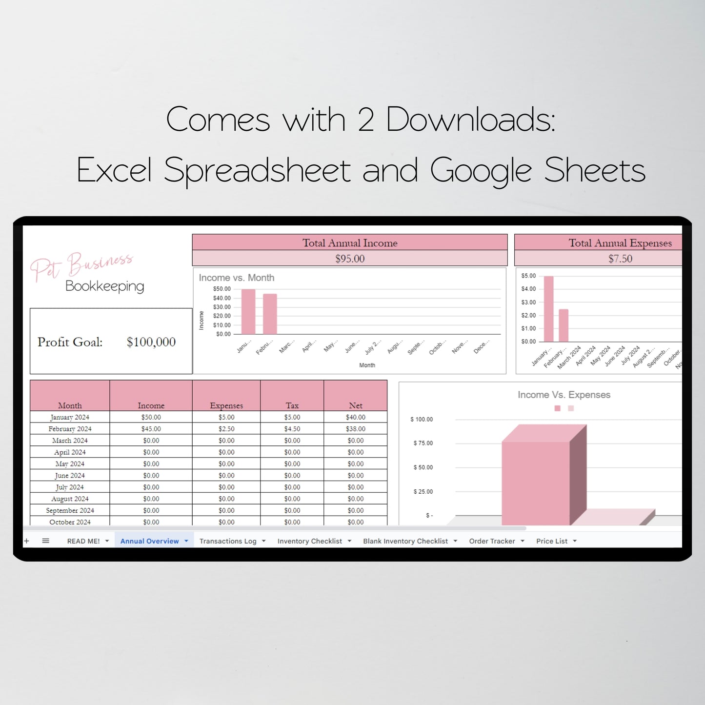 Pet Business Planner Bundle Google Sheet and Excel Spreadsheet