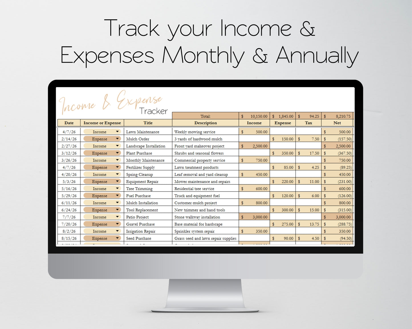 Landscaping Business Planner | Google Sheets & Excel Spreadsheet Template for Lawn Care, Landscaping & Outdoor Service Businesses