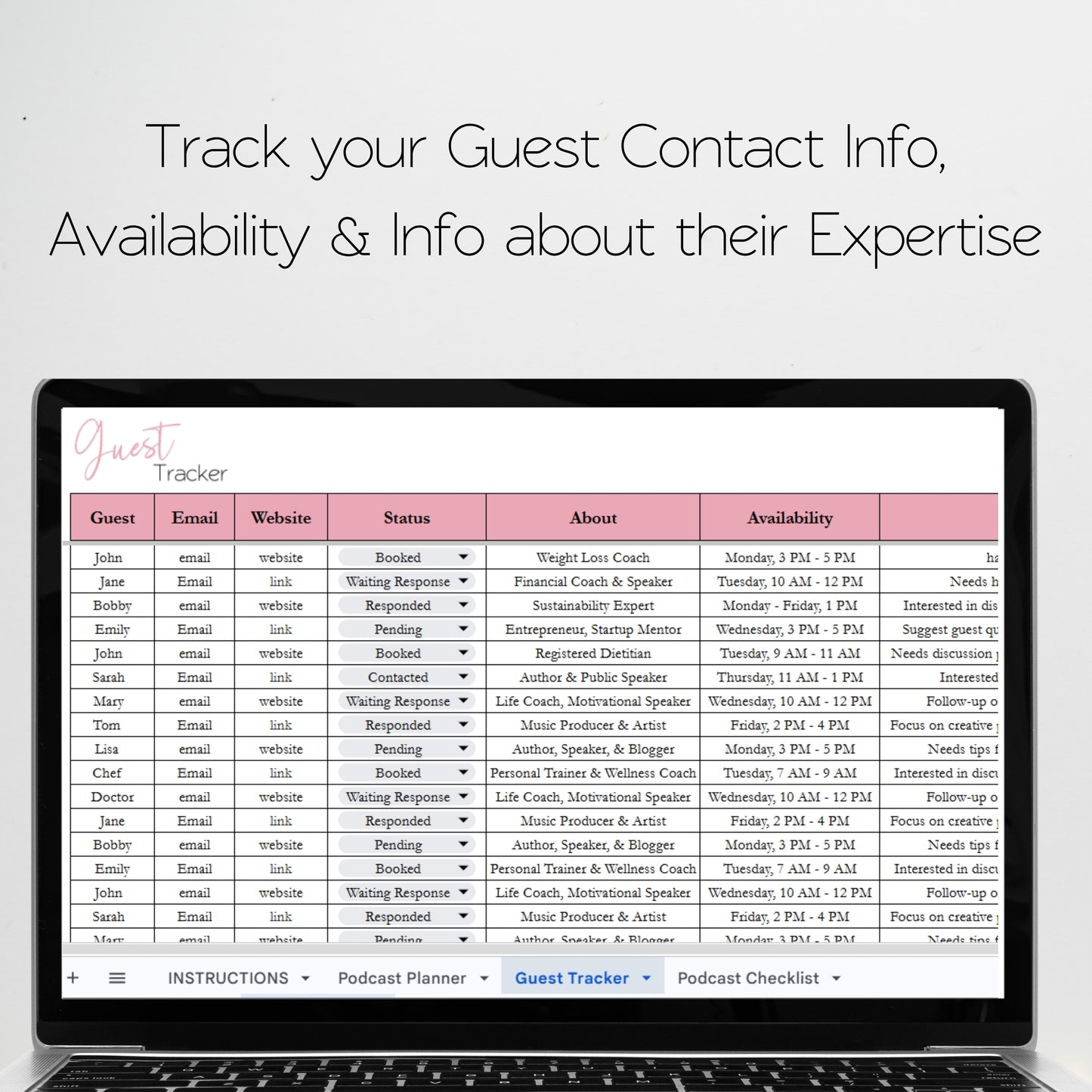 Podcast Planner Template Google Sheets