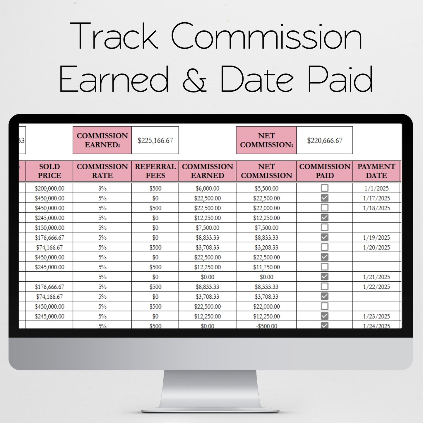 Commission Tracker Template Google Sheet and Excel Spreadsheet