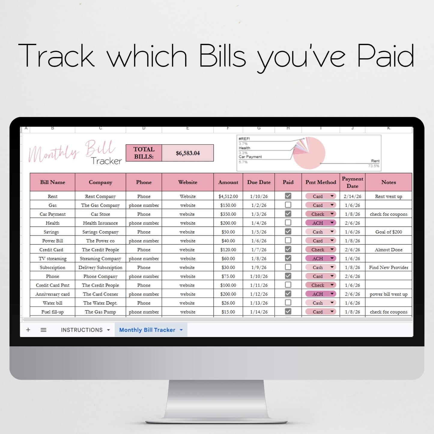 Monthly Bill Tracker Template Google Sheets and Excel Spreadsheet