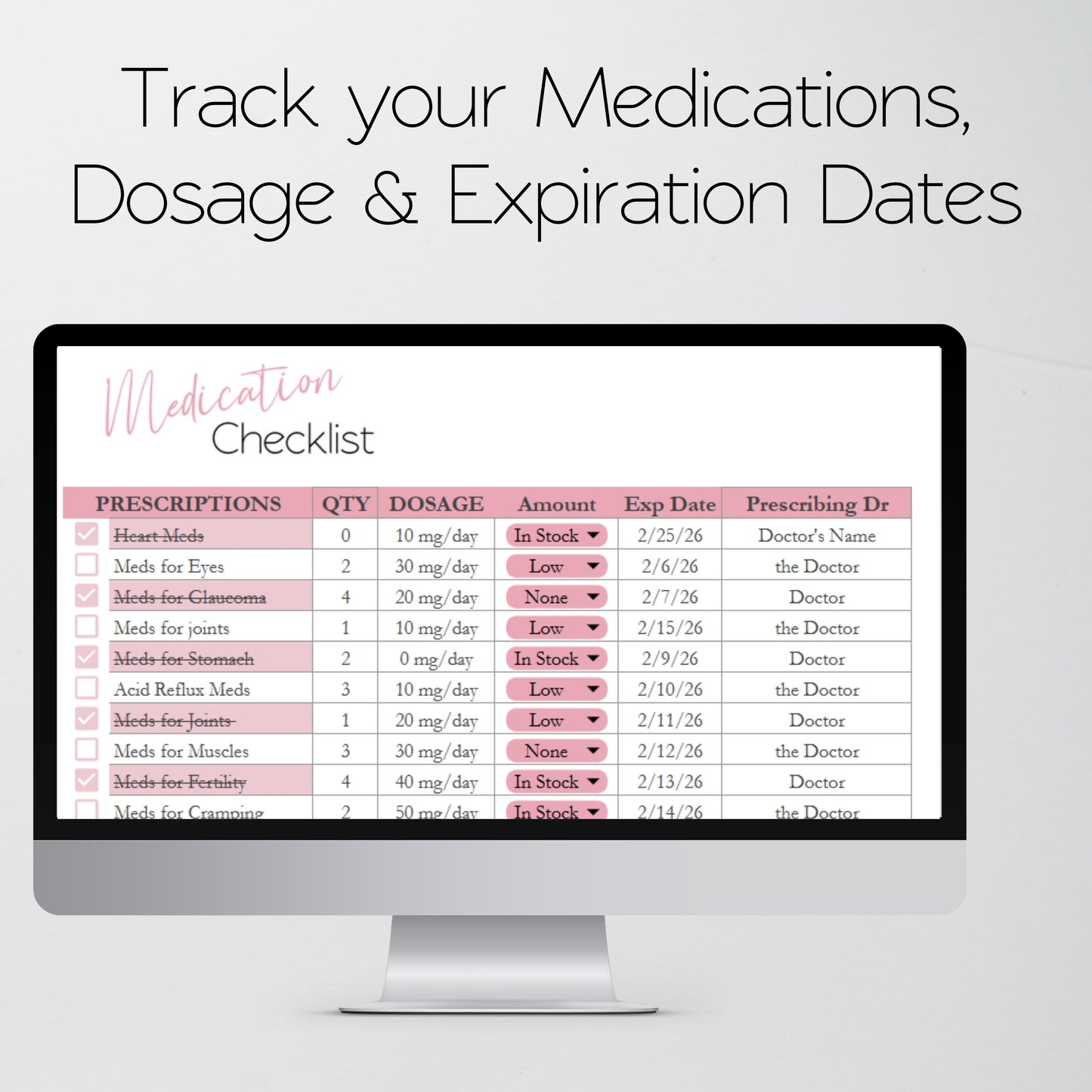 Health Tracker Bundle Google Sheet and Excel Spreadsheet Template