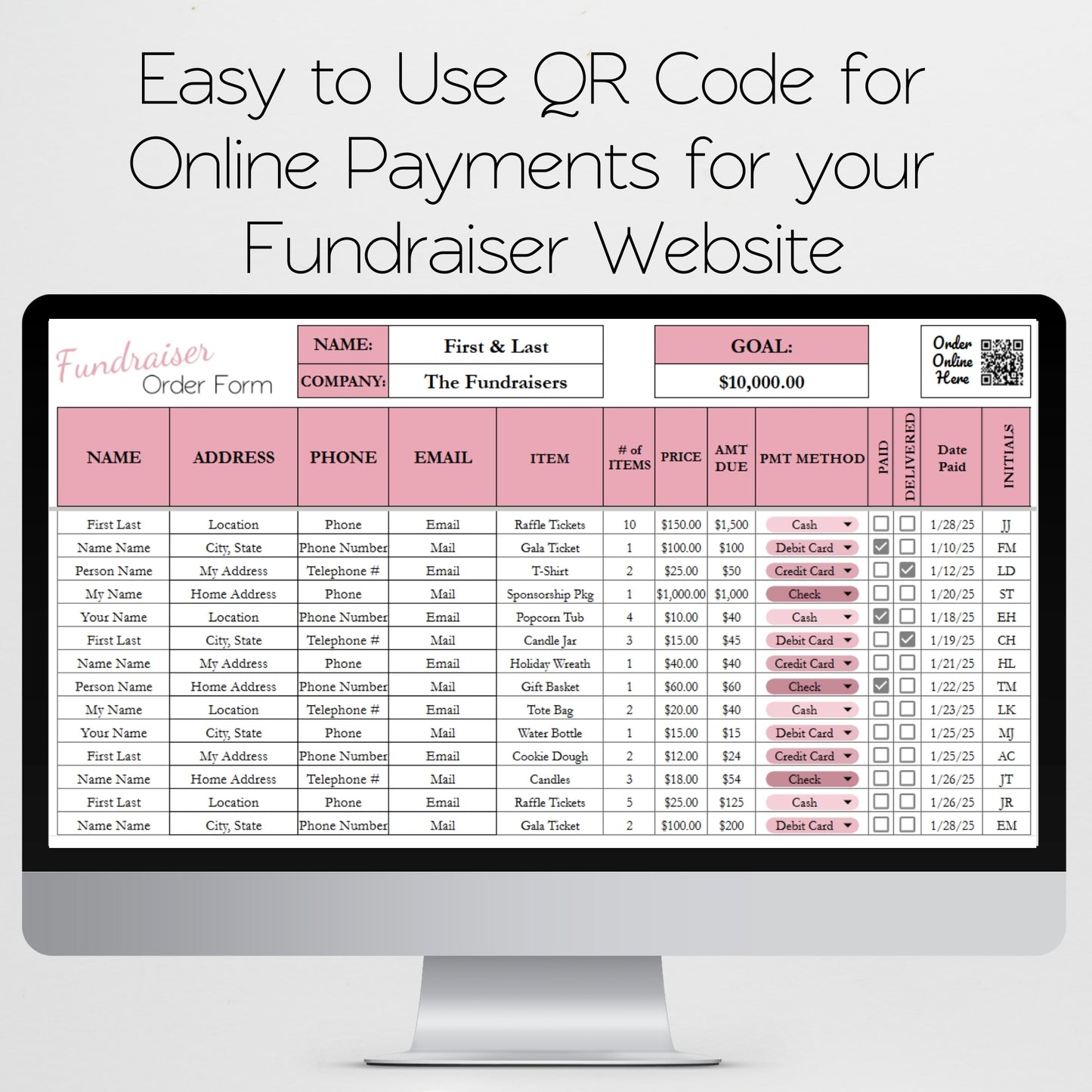 Fundraiser Tracker Template Google Sheets and Excel Spreadsheet