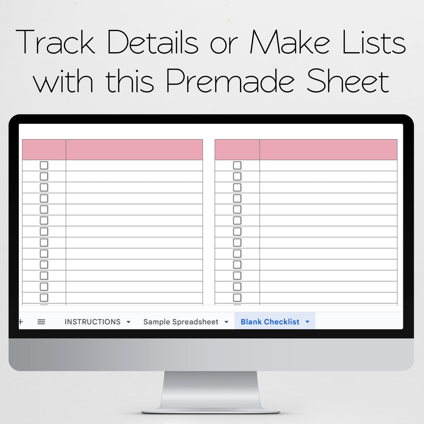 Blank Checklist Template Google Sheets Spreadsheet - Editable Blank List Template