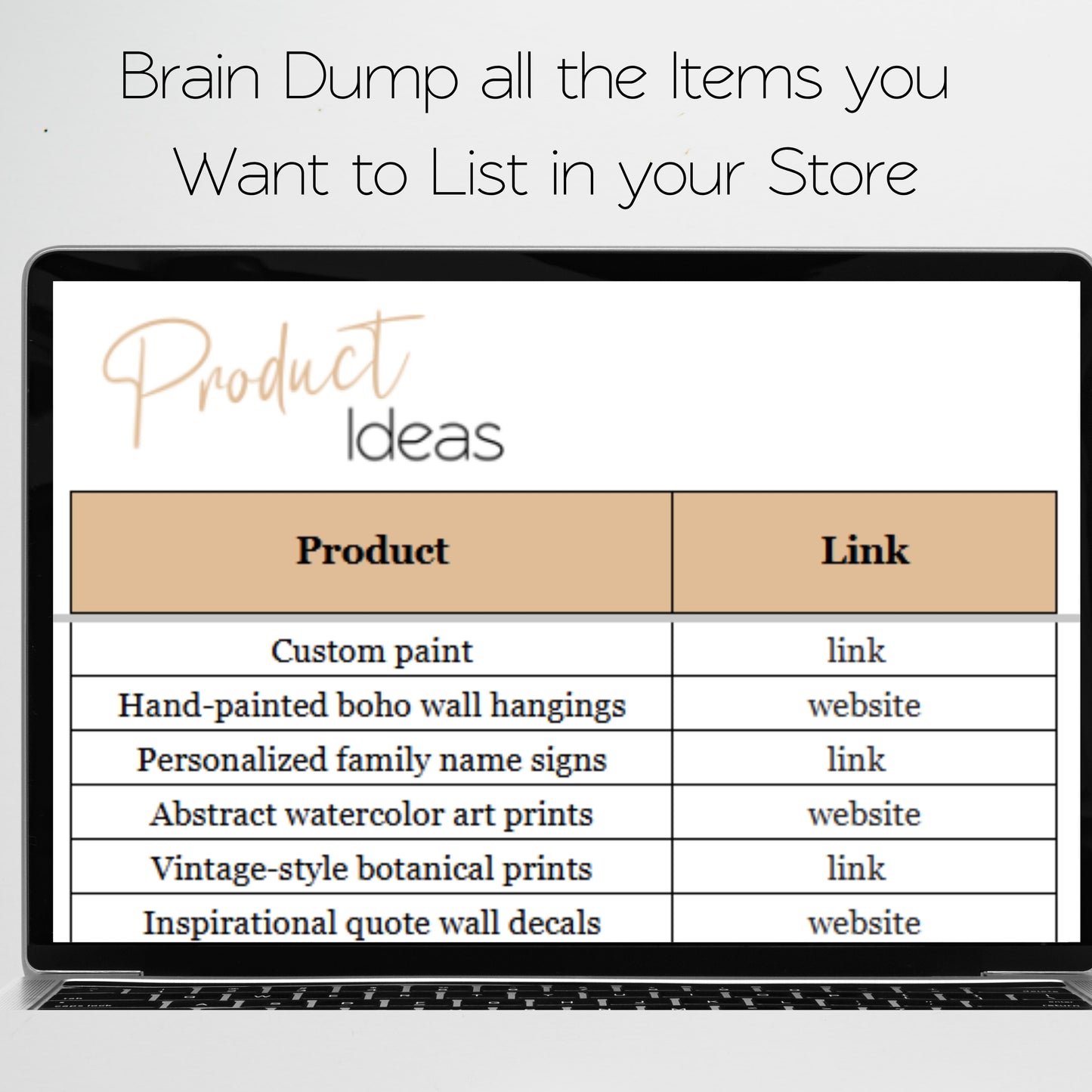 Product Listing Template Organization Sheet for Etsy - Google Sheet