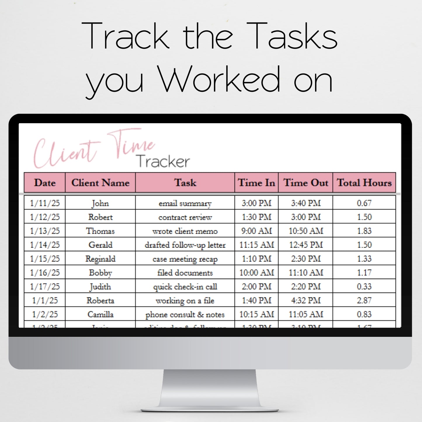 Client Time Tracking Spreadsheet Template Google Sheets and Excel Spreadsheet