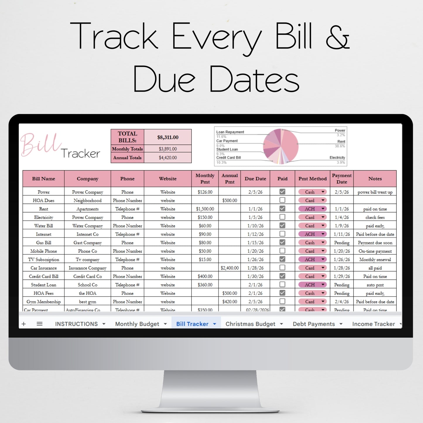 Budget Spreadsheet Template Bundle Google Sheets and Excel Spreadsheet