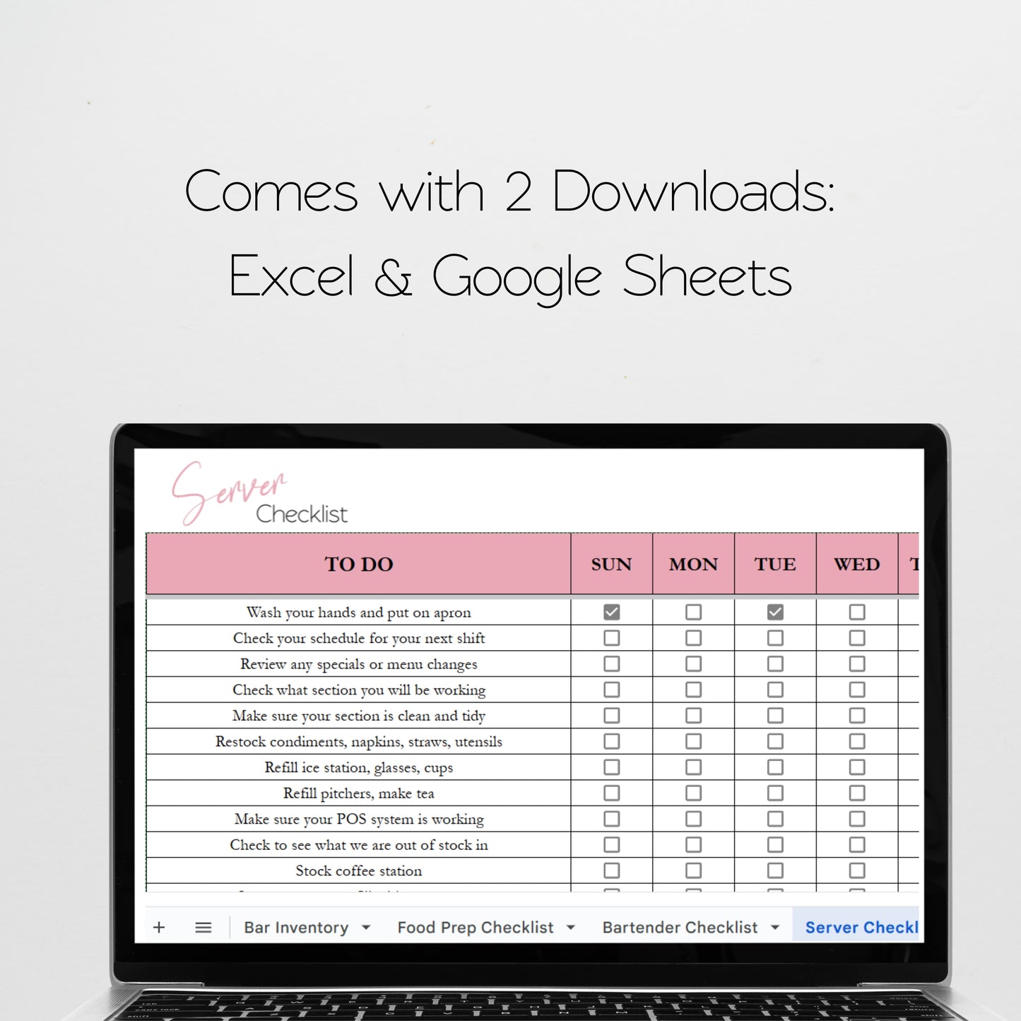 Restaurant Checklist Template Bundle Google Sheets